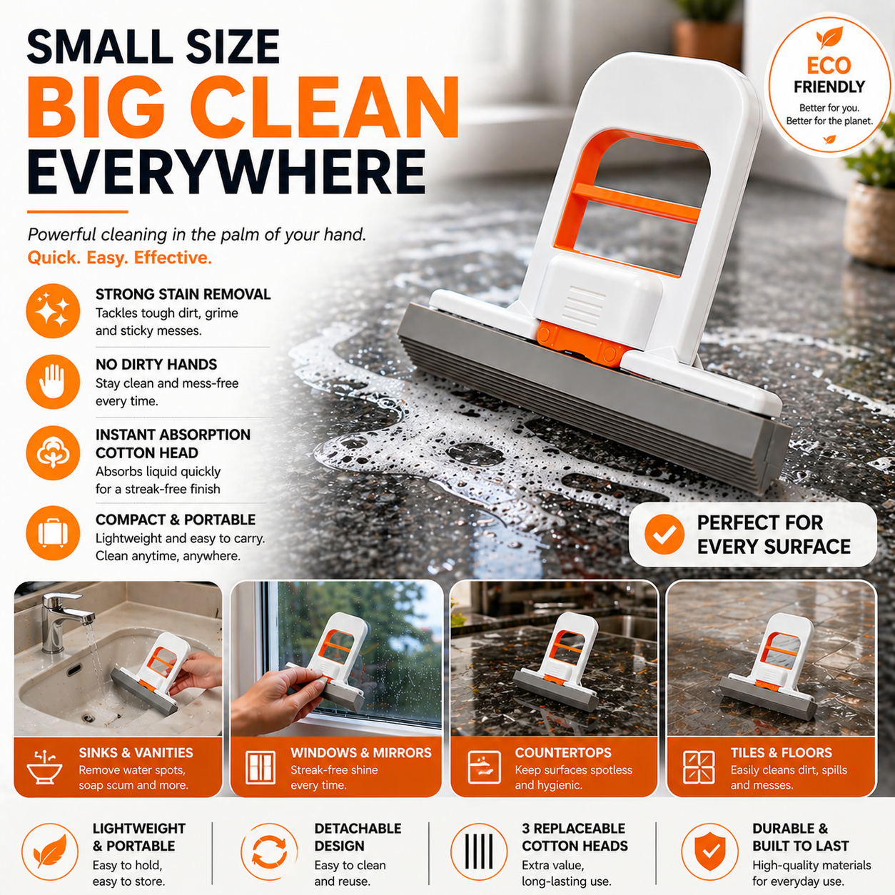 Mini Mop by SnappyMop on a clean kitchen counter